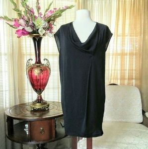 Max Mara black silk cowl neck dress